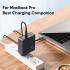 Mcdodo CH-2913 140W GaN5 Pro Fast Charger with two USB-C ports and one USB-A port + 1.2 m 240W USB-C to USB-C Cable, Compatible with MacBooks, iPhones, Samsung Galaxy, Huawei, Xiaomi, Dell, Lenovo, and more – Black